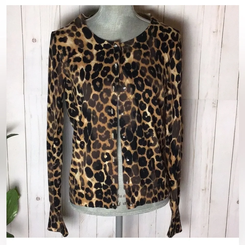 Express Animal Print Cotton Blend Cárdigan. Size XS. PD4 - Picture 2 of 8